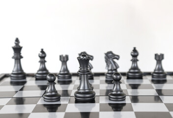 business strategy chess game. business leader concept.Selective focus.on a dark background.
