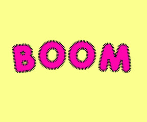Boom text speech vector isolated template. Sound effect bang icon