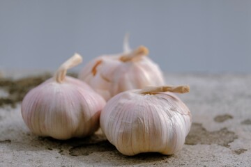garlic on a wooden table