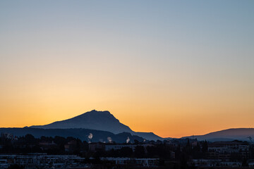Sainte Victoire mountain in the light of a spring morning