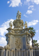 Fototapeta na wymiar Monument to King Philip V of Spain near Norman Palace in Palermo, Sicily, Italy