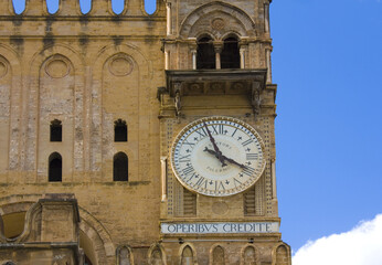 Fototapeta na wymiar Clock tower of Cathedral of Palermo, Sicily, Italy 