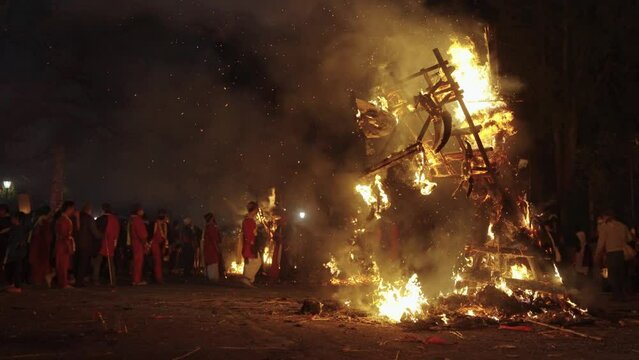  Ruins of Sagicho Float after burning ritual in festival