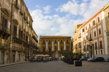 Naklejka na ściany i meble View of a Piazza Bologni in Palermo, Italy, Sicily
