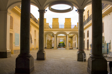 Patio of Museum Palazzo Belmonte Riso (or RISO, Contemporary Art Museum of Sicily) in Palermo,...