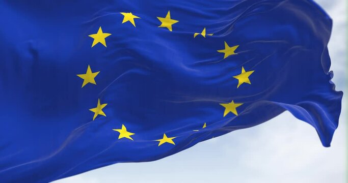 The flag of The European Union flapping in the wind