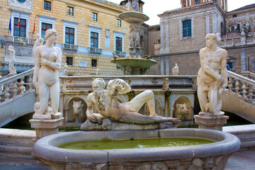 Fragment of Pretoria Fountain at Piazza Pretoria in Palermo, Sicily, Italy	
