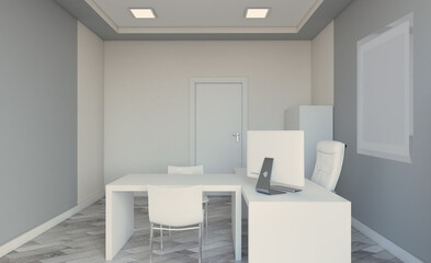 Modern office Cabinet.  3D rendering.   Meeting room. Mockup.   Empty paintings