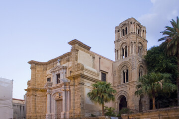 Fototapeta na wymiar Church of Santa Maria della Ammiraglio (or Cathedral of St. Nicholas Greek) in Palermo, Sicily, Italy 