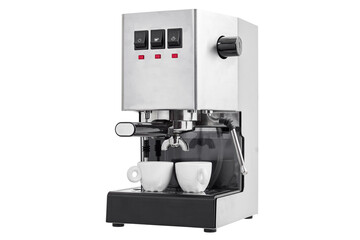 stainless steel carob espresso maker with filter holder for two portion coffee and steam wand,...