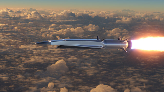 Hypersonic rocket flies above the clouds