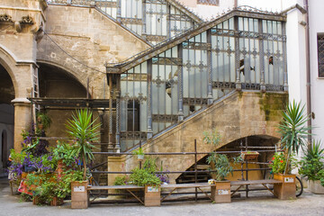 Fototapeta na wymiar Patio of Palace of Marchesi (or Palazzo Marchesi) in Palermo, Sicily, Italy