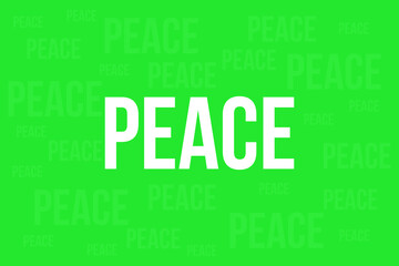 Peace typography text vector design on easter texts background. Lite green background with white typography. 