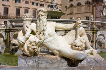 Pretoria Fountain at Piazza Pretoria in Palermo, Sicily, Italy