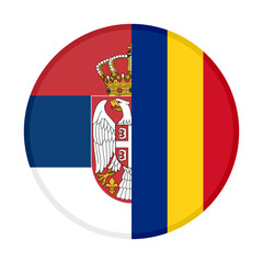 Obraz premium round icon of serbia and romania flags. vector illustration isolated on white background