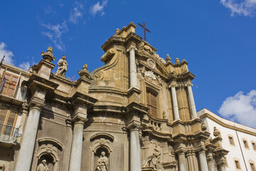 Fototapeta na wymiar Church of Saint Anne della Misericordia in Palermo, Sicily, Italy 