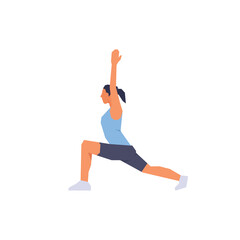 Woman doing Yoga stretch simple flat vector character illustration.