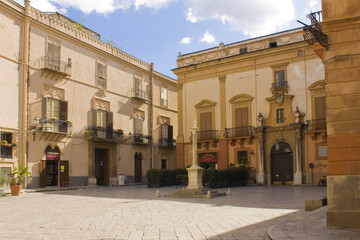 Fototapeta na wymiar Palazzo Valguarnera Gangi at Piazza Croce dei Vespri in Palermo, Sicily, Italy