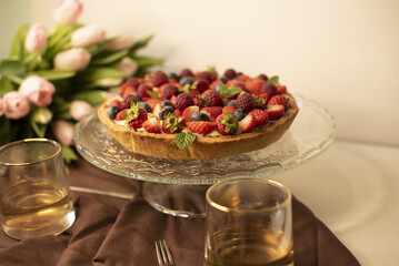 cake with berries