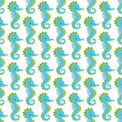 Seahorse and starfish seamless pattern. Sea life summer background. Cute sea life. Design for fabric and decor