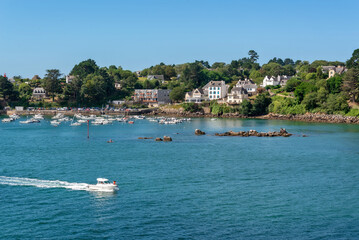 View of the scenic port of Port Manech in Finistère, Brittany, France