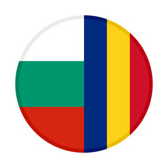 round icon of bulgaria and romania flags. vector illustration isolated on white background