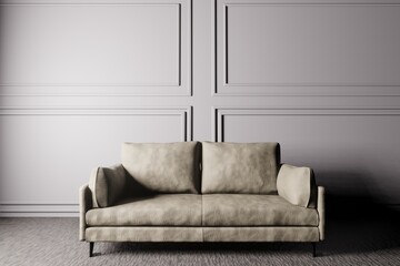 white leather sofa isolated on white background. 3d rendering