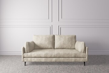 3D rendering white leather sofa isolated on white background.