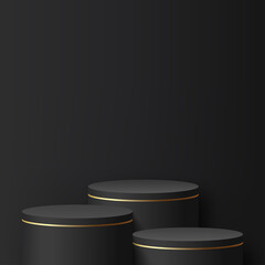 Abstract background with black and gold podium for presentation. Vector
