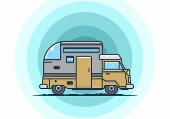 custom camper car flat illustration
