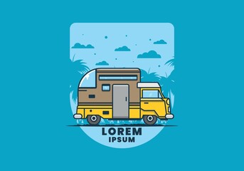 custom camper car flat illustration