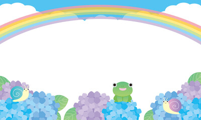 2022-158梅雨の生き物とあじさいと虹