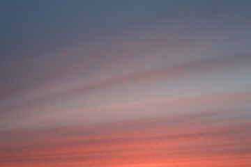 Colorful cloudy sky at sunset. Gradient color. Sky texture. Beautiful abstract nature sunset as background