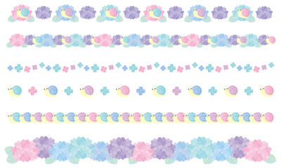 2022-167あじさいとカタツムリの飾り罫