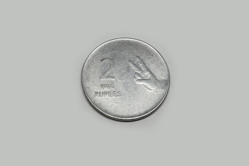 Indian Currency two Rupees silver Coin, Indian Currency, Money, two Rupees old coin