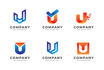 Letter U logo design template collection - obrazy, fototapety, plakaty