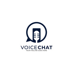 Voice chat or podcast vector logo template. This design use dialogue symbol. Suitable for business.