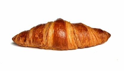 Buttered bread croissant on a white background