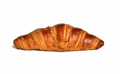 Buttered bread croissant on a white background
