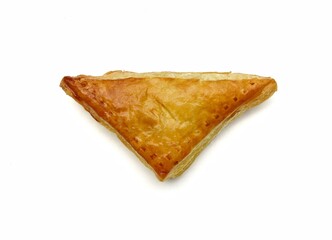 Buttered bread pies on a white background