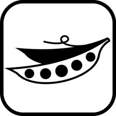 Pea pod with peas. Peapod or soy beans vector icon isolated