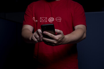 Data Search Technology Search Engine Optimization. male hands are using a smart phone to Searching for information.Using Search Console with your website.