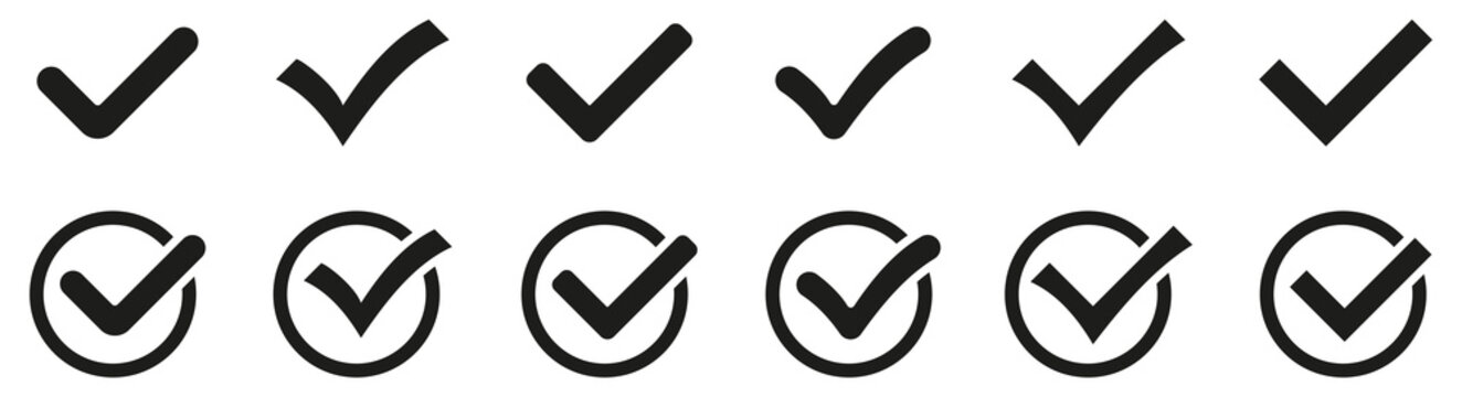 Check mark black icon set. Checkmark icons. Collections check mark symbol. Vector illustration