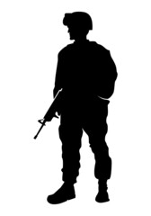 silhouette of a salute soldier in black and white.