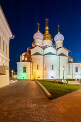 Fototapeta na wymiar Kazan Kremlin illuminated at night. Annunciation Cathedral. Russia. Tatarstan.
