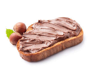 Toast with chocolate paste with filbert nuts