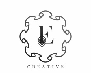 Luxury logo template design with a combination of squares in the alphabet E, perfect for the sign of your brand.