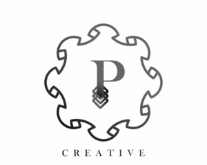 Luxury logo template design with a combination of squares in the alphabet P, perfect for the sign of your brand.