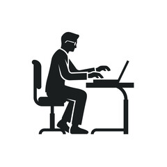man working on laptop icon vector illustration isolated on white