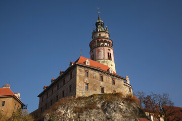 Fototapeta na wymiar Castle tower in Cesky Krumlov. Czech republic
